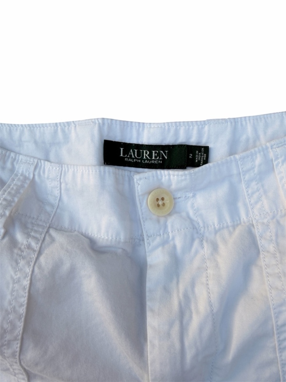 Ralph Lauren Women’s White Roll-Cuff Bermuda Shorts - Picture 5 of 5